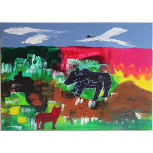 Keilrahmen 50x70cm.
Titel: Impressionismus Begegnung.